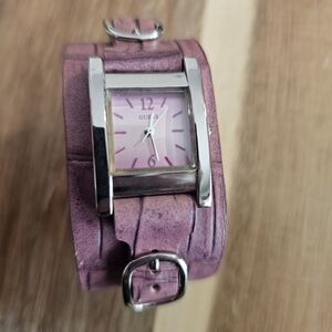 Guess Pink Leather Strap Watch - unworn